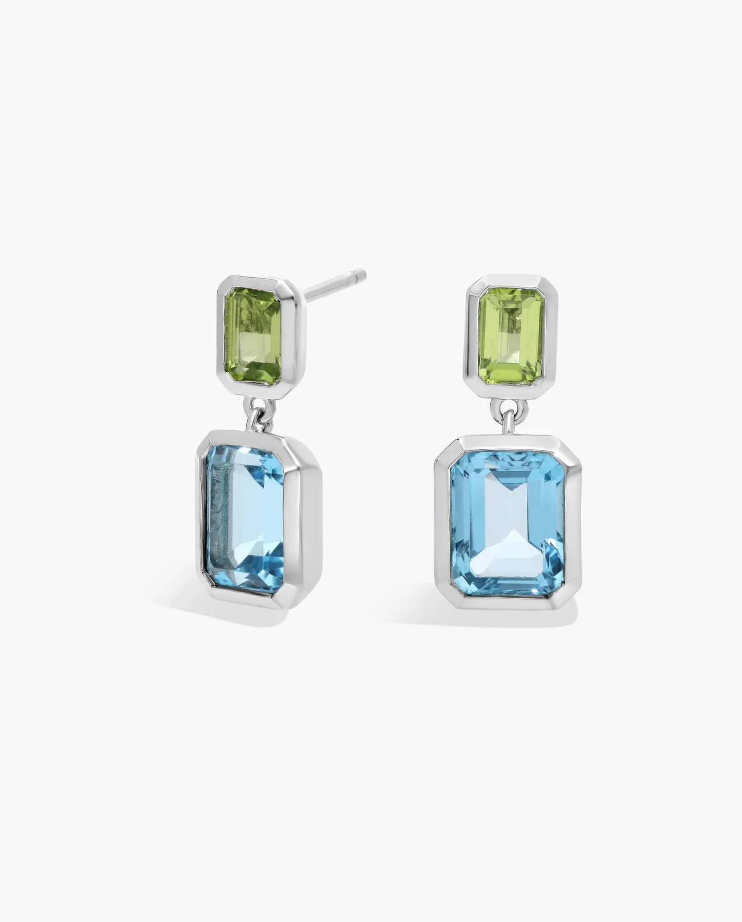 Emerald Cut Peridot and Blue Topaz