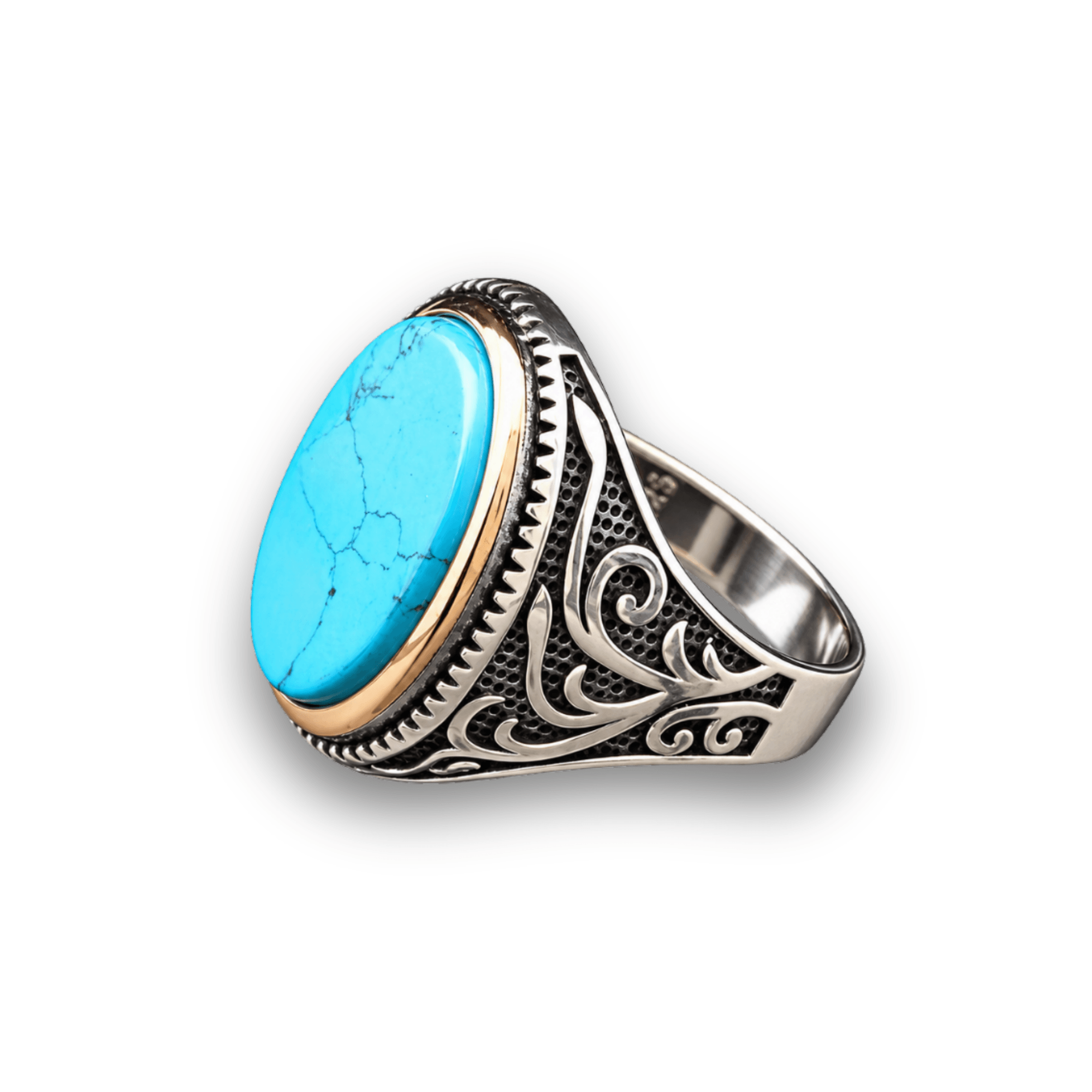 The Heritage Feroza – Oval Turquoise Ring (925 Silver) - Image 2