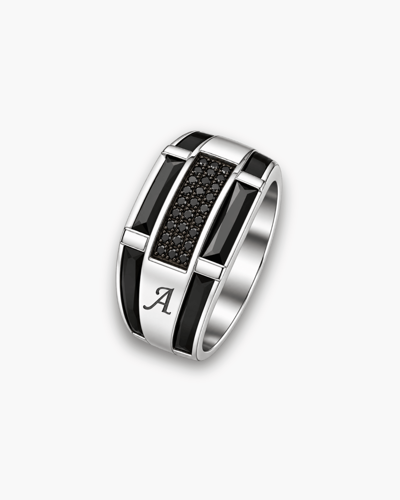 Men's Black Zircon Signet Ring