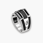 Men's Black Zircon Signet Ring