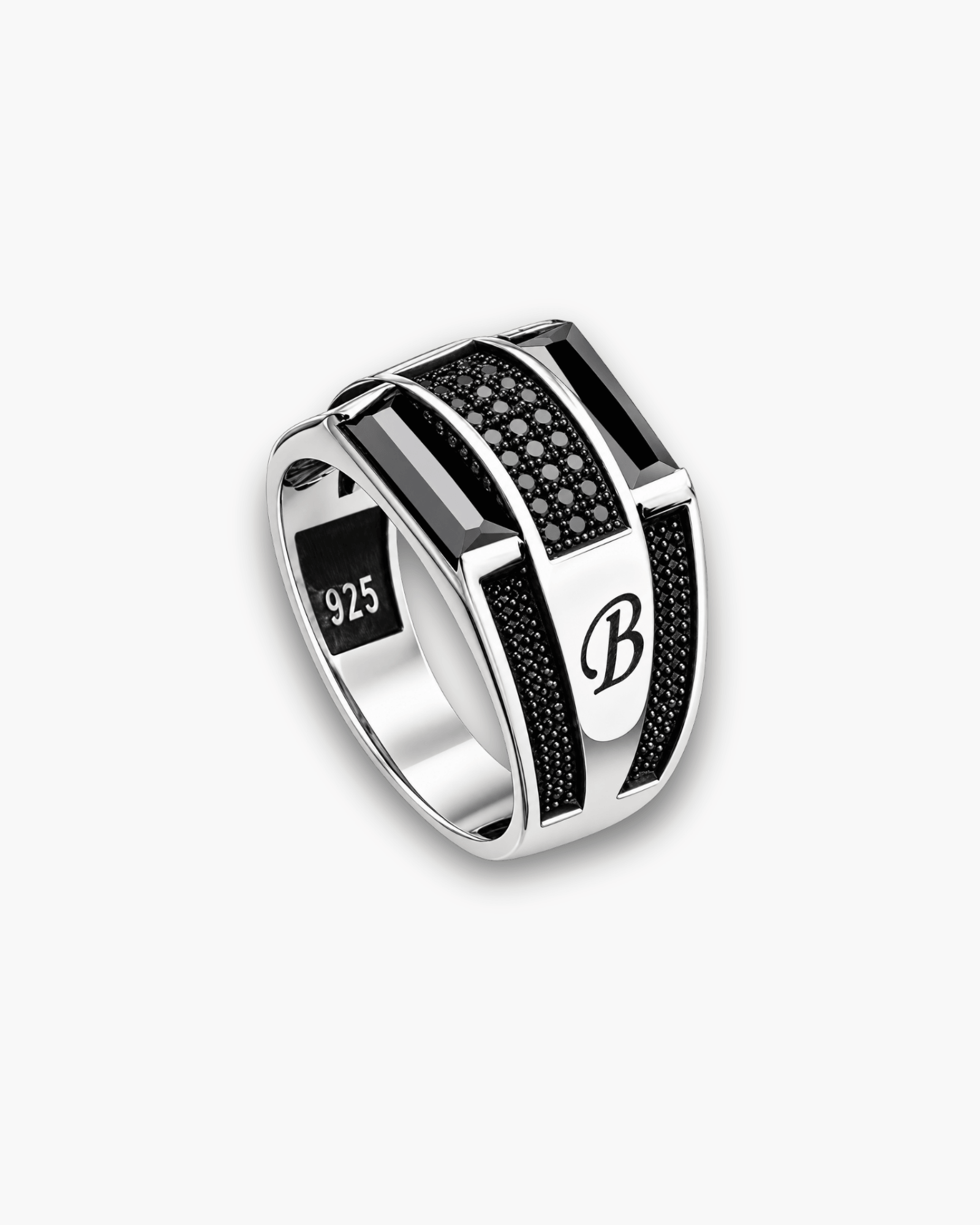 Men's Black Zircon Signet Ring
