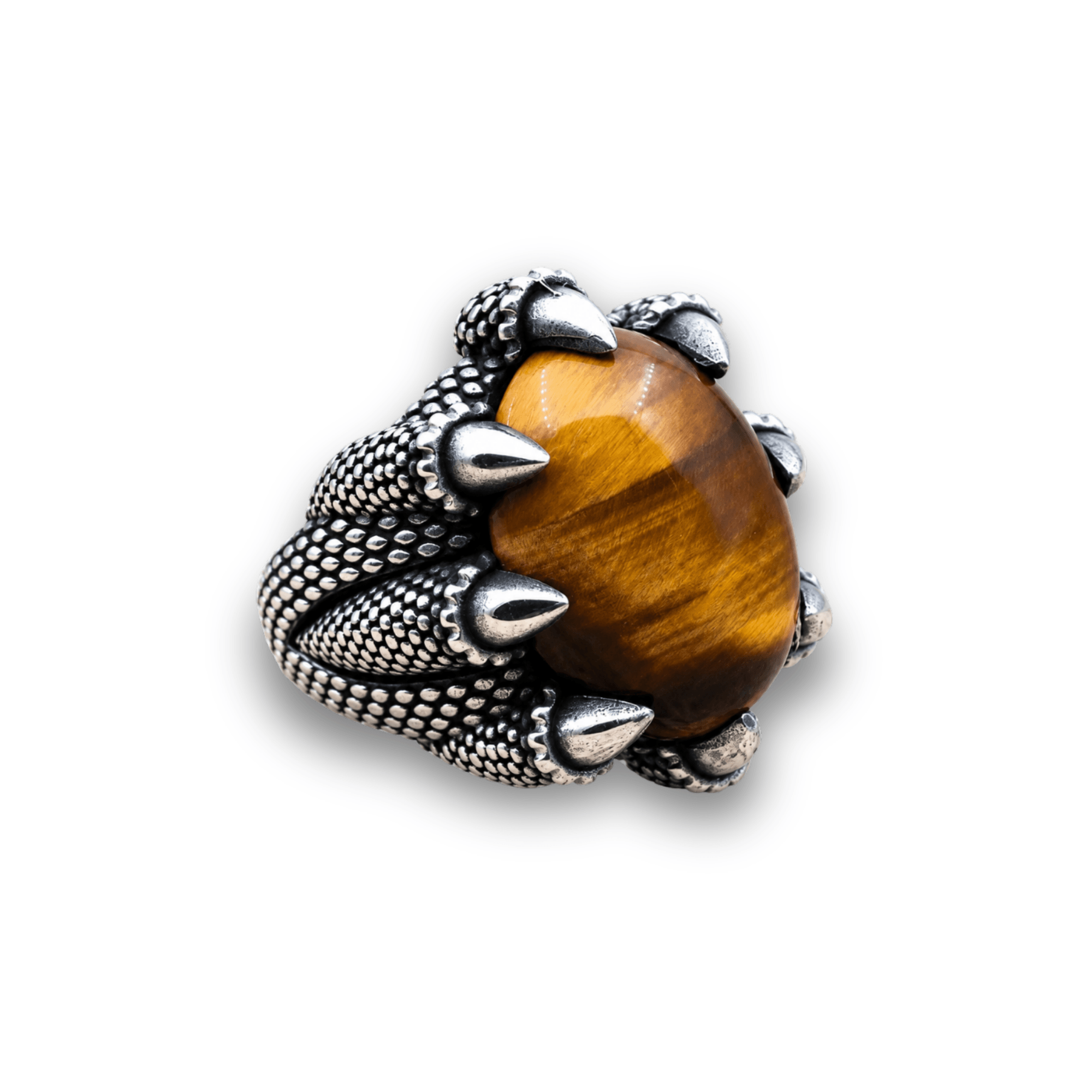 Royal Ottoman Falcon Claw Ring – 925 Silver & Tiger Eye