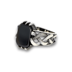 Authentic Black Onyx Stone Men's Silver Ring 925 Sterling