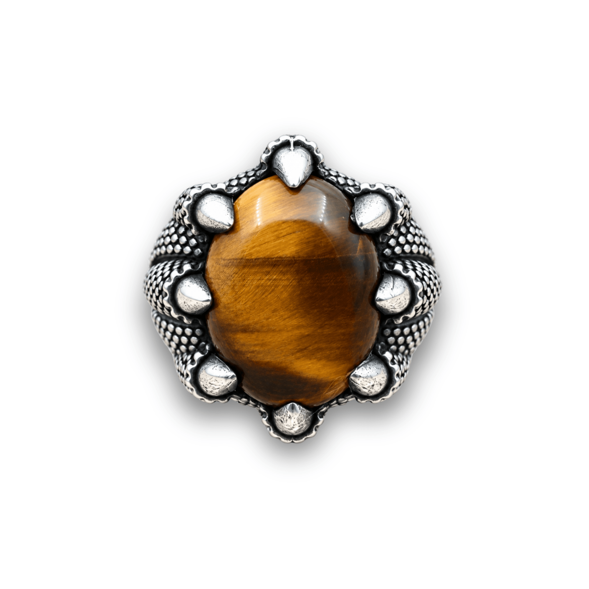 Royal Ottoman Falcon Claw Ring – 925 Silver & Tiger Eye - Image 2