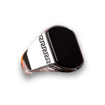 Obsidian Black Square-Cut Aqeeq Ring – 925 Silver