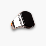 Obsidian Square Aqeeq Ring