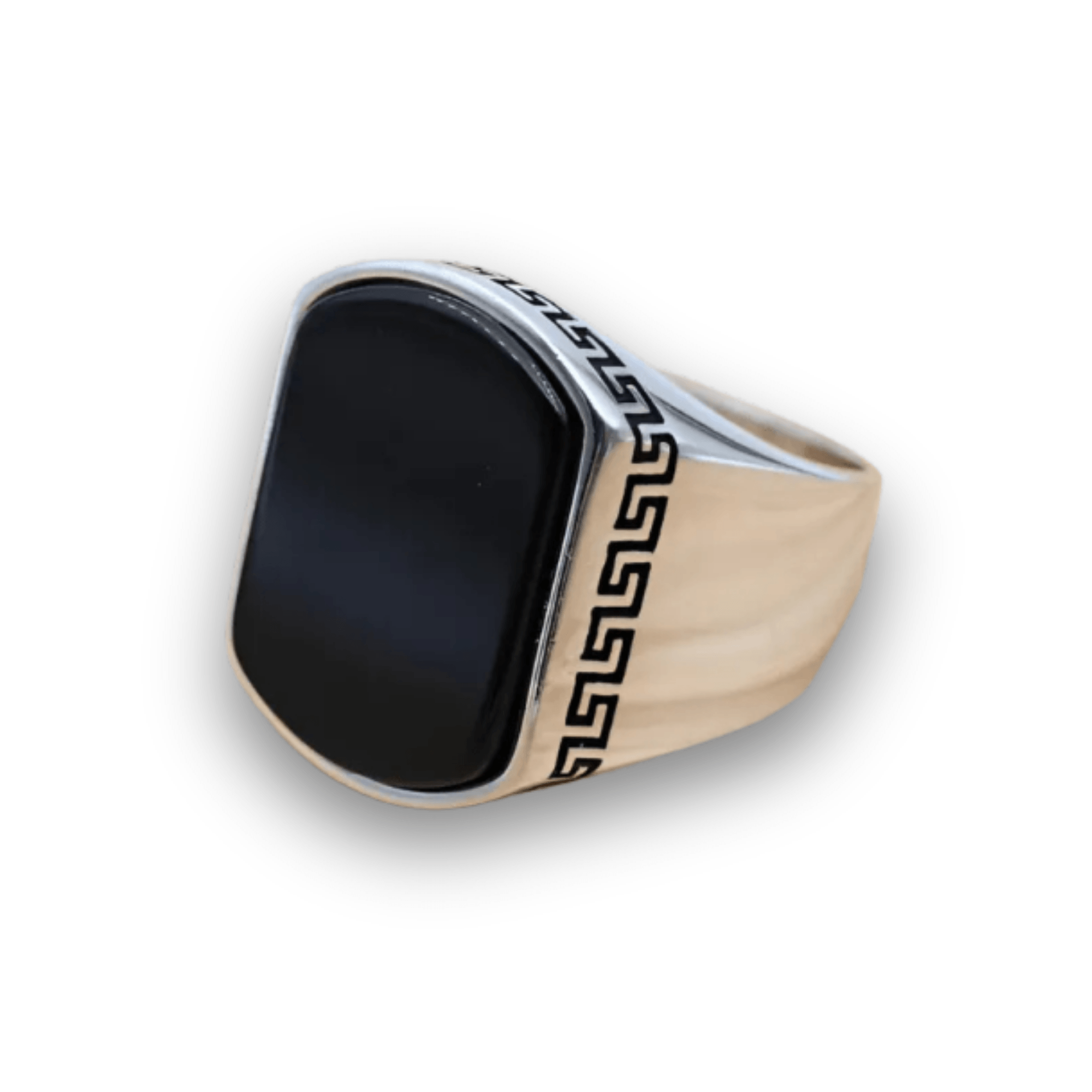 Obsidian Square Aqeeq Ring